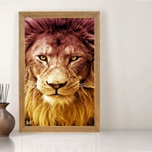 Lioncraft Aslan Tablo, Çerçeveli Cam Tablo 50X70 cm