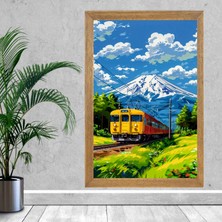 Lioncraft Dağ Manzaralı Tren Tablo, Wallpaper, Duvar Tablosu, Çerçeveli Cam Tablo 50X70CM