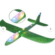 E-Deniz Ticaret Elden Fırlatma Yeşil Boydan Ledli Köpük Uçak