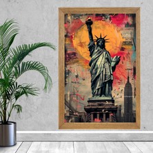 Lioncraft Amerika Özgürlük Heykeli Tablo, Wallpaper, Duvar Tablosu, Çerçeveli Cam Tablo 40X60CM