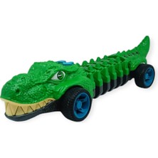 FRY Timsah Araba - Otomatik Hareketli Sesli Işıklı 32 cm - Yeşil Gerçekçi Timsah (Lisinya)