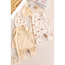 Babymod Güneş Desenli 4'lü 100% Pamuk Kız Erkek Bebek Tulum Set