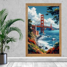 Lioncraft Amerika Golden Gate Köprüsü Tablo, Wallpaper, Duvar Tablosu, Çerçeveli Cam Tablo 40X60CM