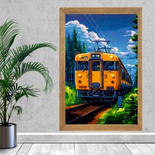 Lioncraft Yağlı Boyada Tren Manzaralı Tablo, Wallpaper, Duvar Tablosu, Çerçeveli Cam Tablo 40X60CM