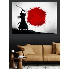 Karizma Tablo Kılıç Japon Bayrağı Savaşçı Dekoratif Kanvas - Mdf Ahşap Tablo