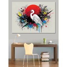 Karizma Tablo Turna Kuşu Güneş Silüeti Dekoratif Kanvas - Mdf Ahşap Tablo