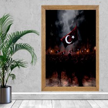 Lioncraft Türkçü Türk Bayrağı Tablo, Wallpaper, Duvar Tablosu, Çerçeveli Cam Tablo 40X60CM