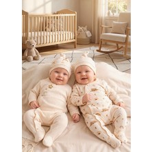 Babymod Güneş Desenli 4'lü 100% Pamuk Kız Erkek Bebek Tulum Set