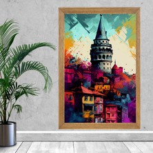 Lioncraft Istanbul Galata Kulesi Tablo, Wallpaper, Duvar Tablosu, Çerçeveli Cam Tablo 50X70CM
