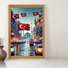Lioncraft Türkçü Türk Bayrağı Tablo, Wallpaper, Duvar Tablosu, Çerçeveli Cam Tablo 40X60CM