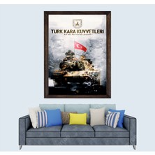 Lioncraft Türkçü, Türk Kara Kuvvetleri, Tank, Türk Askeri Çerçeveli Cam Duvar Tablosu 40X60 cm