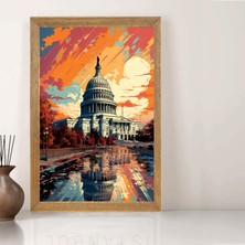 Lioncraft Amerika Beyaz Saray Yağlı Boya Tablo, Wallpaper, Duvar Tablosu, Çerçeveli Cam Tablo 50X70CM