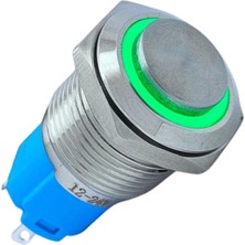 Interkom E20 16MM Metal Buton Kalıcılı 12-24V Yeşil LED 1no/1nc 