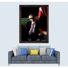 Lioncraft Cumhurbaşkanımız Recep Tayyip Erdoğan D5 Çerçeveli Duvar Tablosu 50X70 cm