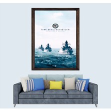 Lioncraft Türkçü, Türk Deniz Kuvvetleri, Mavi Vatan, Çerçeveli Cam Duvar Tablosu 50X70 cm