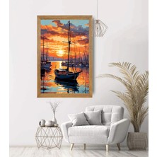 Lioncraft Deniz Manzaralı Tekne Tablo, Wallpaper, Duvar Tablosu, Çerçeveli Cam Tablo 50X70CM