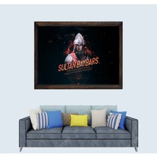 Lioncraft Türkçü, Türk Hakanı Sultan Baybars Han  Çerçeveli Cam Duvar Tablosu 50X70 cm