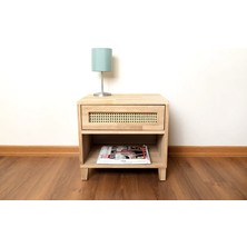 FURU Søvnhode | Meşe Komodin Hasır Çekmeceli