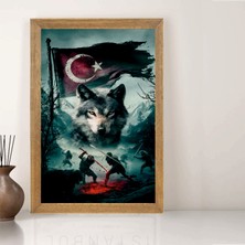 Lioncraft Bozkurt, Türkçü Tablo, Çerçeveli Cam Tablo 40X60 cm