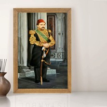 Lioncraft Sultan Abdülhamit Han  Tablo, Çerçeveli Cam Tablo 50X70 cm