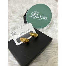 Stainless Steel Badelis Çelik Gold Küçük Damla Model Çivi Küpe