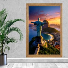 Lioncraft Brezilya Rio De Janerio Kurtarıcı Isa Heykeli Tablo, Wallpaper, Duvar Tablosu, Çerçeveli Cam Tablo 50X70CM
