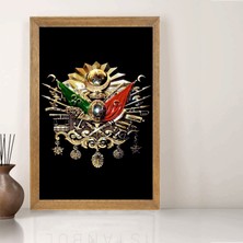 Lioncraft Osmanlı Imparatorluğu Arması Tablo, Wallpaper, Duvar Tablosu, Çerçeveli Cam Tablo 40X60CM