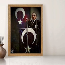 Lioncraft Başbuğ Alparslan Türkeş Tablo, Wallpaper, Türkçü Duvar Tablosu, Çerçeveli Cam Tablo 40X60CM