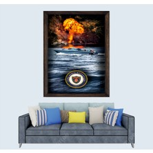 Lioncraft Türkçü, Türk Donanması, Gemileri Çerçeveli Cam Duvar Tablosu 40X60 cm Sp3