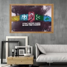 Lioncraft Türk Devletleri Bayrağı Tablo, Çerçeveli Cam Tablo 50X70 cm