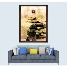 Lioncraft Türkçü, Türk Kara Kuvvetleri, Türk Askeri Çerçeveli Cam Duvar Tablosu 50X70 cm
