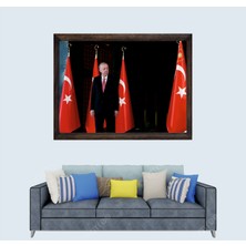 Lioncraft Cumhurbaşkanımız Recep Tayyip Erdoğan, Çerçeveli Cam Duvar Tablosu 50X70 cm SP14