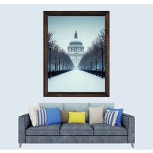 Lioncraft Washington Beyaz Saray Karlı Çerçeveli Duvar Tablosu 50X70 cm