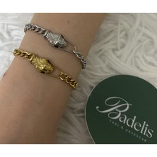 Stainless Steel Badelis Çelik Silver Renk Yılan Kafası Figürlü Bileklik