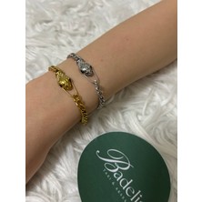 Stainless Steel Badelis Çelik Gold Renk Yılan Kafası Figürlü Bileklik