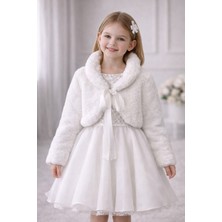 Ugly Duck Chaton Door  3-14 Yaş Ekru Renk Kız Çocuk Peluş Uzun Kollu Bağlamalı Astarlı Bolero