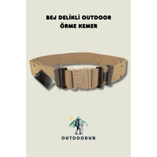 Outdoorun Bej Delikli Outdoor Örme Kemer