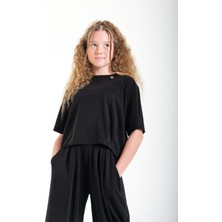 Loco Loco Bilek Kol Kız Tişört - Siyah