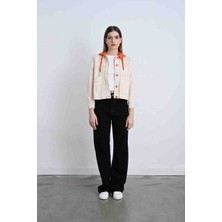 Lunea - Kadın Denim Ceket Arka Kelebek Detaylı Cepli Kapşonlu