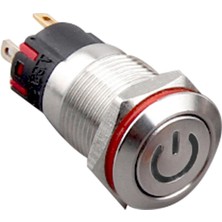 Voltaj WD12A-P1Z-C 12MM Düz Anahtarlı Işıklı Power Metal Buton - Beyaz