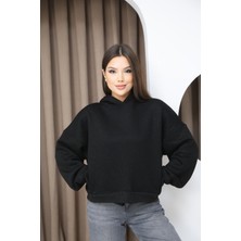 Sporza Simli Işıltılı Içi Pamuklu Oversize Kadın Sweatshirt