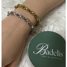 Stainless Steel Badelis Çelik Silver Renk Iç Içe Geçmeli Halka Bileklik (Kombin Değildir. Sadece Gümüş)