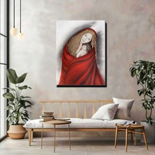 Artprinta Anne ve Bebek Kanvas Tablo – Kırmızı Şal Içinde Figürlü Sanatsal Duvar Dekoru