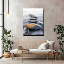 Artprinta Deniz ve Taşlar Kanvas Tablo – Minimalist Doğa Manzaralı Modern Duvar Dekoru