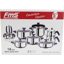 Fms 6028 Ideal 18 Parça Paslanmaz Çelik Çeyiz Seti - Düdüklü & Çaydanlık & Cezve Takımı