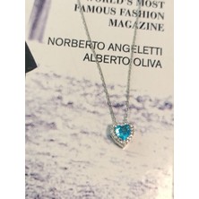Canka Topaz Taş Kalp Gümüş Kolye