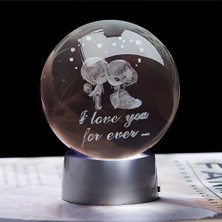 Racoonco Dekoratif Seni Sonsuza Kadar Seveceğim Tasarımlı 3D Cam Işıklı Küre