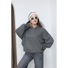 Sporza Simli Işıltılı Içi Pamuklu Oversize Kadın Sweatshirt