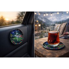 Seymen Bıçakçılık Trabzon Sümela Temalı Çay Bardağı Altlığı & Magnet | Tekli Yöresel Hediyelik