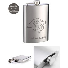 Biton Toptan Kişiye Özel Aslan Temalı 9 Oz  Çelik Cep Matarası 266 ml Içecek Cep Matarası Vip Hediye